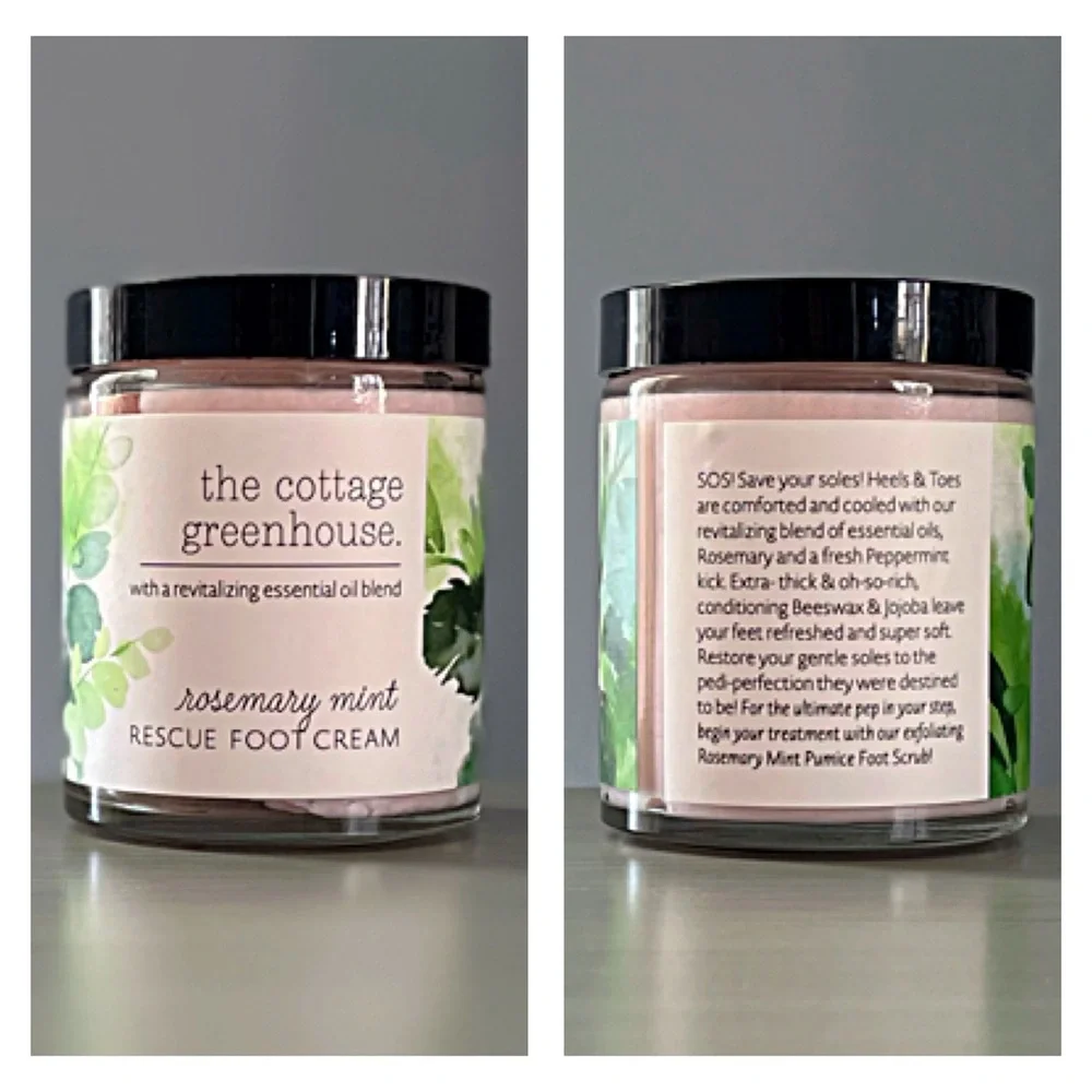 NEW Cottage Greenhouse ROSEMARY MINT RESCUE FOOT CREAM Margot Elena - Picture 2 of 5